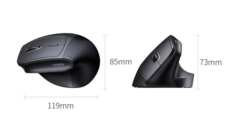 Ugreen Ergonomic Wireless Vertical Mouse Silent Anti-RSI Handheld Mouse for Laptop Desktop Mobile Phone 19