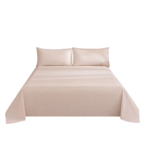 JD Jingzao 100% Cotton Single Bed Sheet, Yarn-Dyed Pure Cotton, Class A Skin-Friendly Bed Cover 200x230cm Beige Stripes