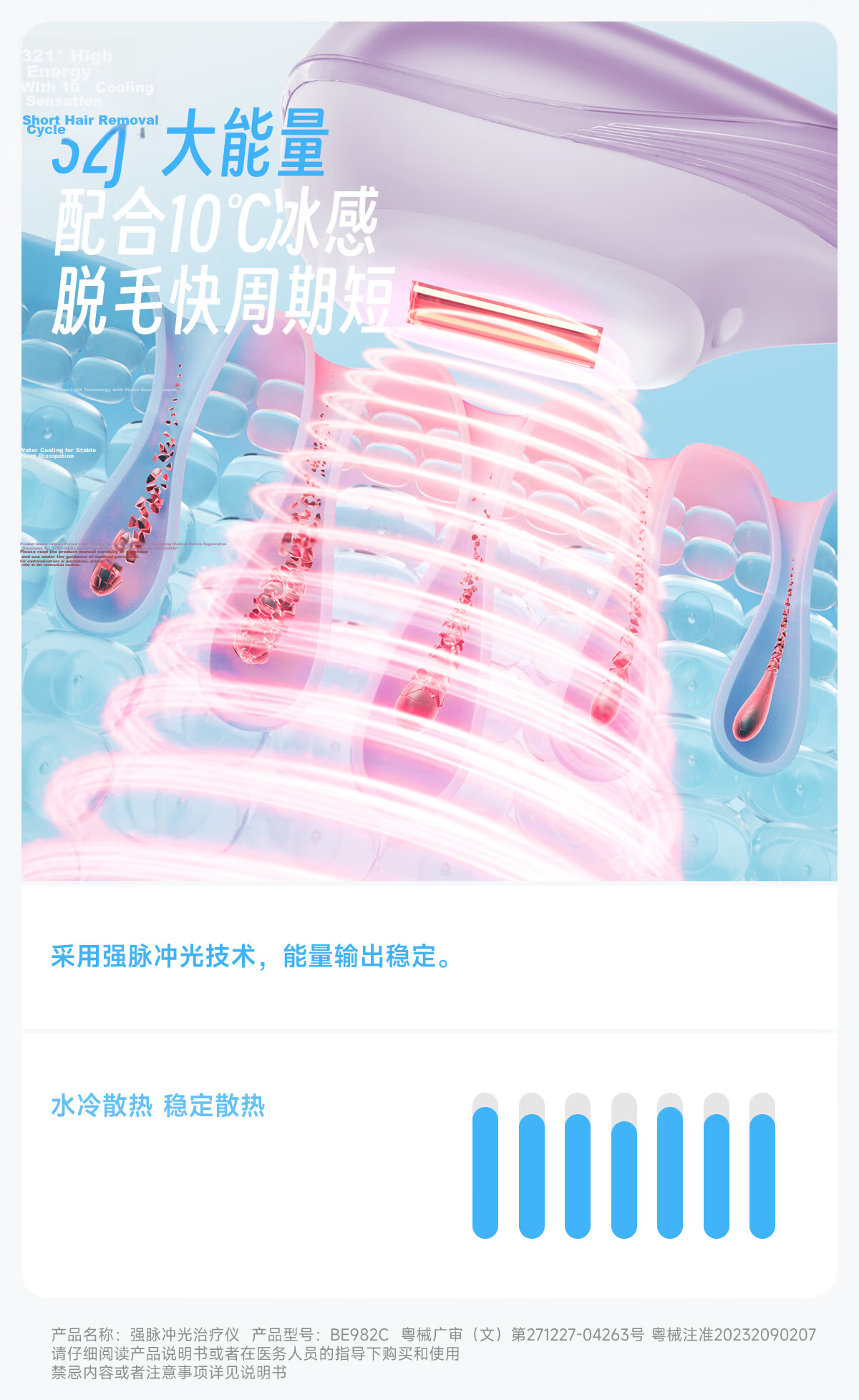 Beautigo Meilide Water-Cooled High-Speed Hair Removal Device Sapphire Glide High Energy Ice Point Home Full Body Private Area Hair Removal Men Gift Birthday Valentine's Day Gift for Girlfriend 8