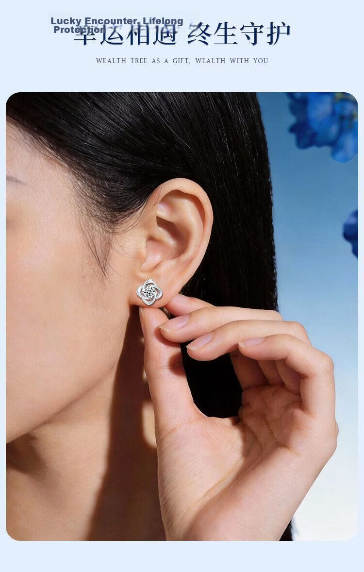 Gunai Lucky Four-Leaf Clover Stud Earrings for Women 925 Sterling Silver Needle Earrings Valentine's Day Gift for Girlfriend Wife 9