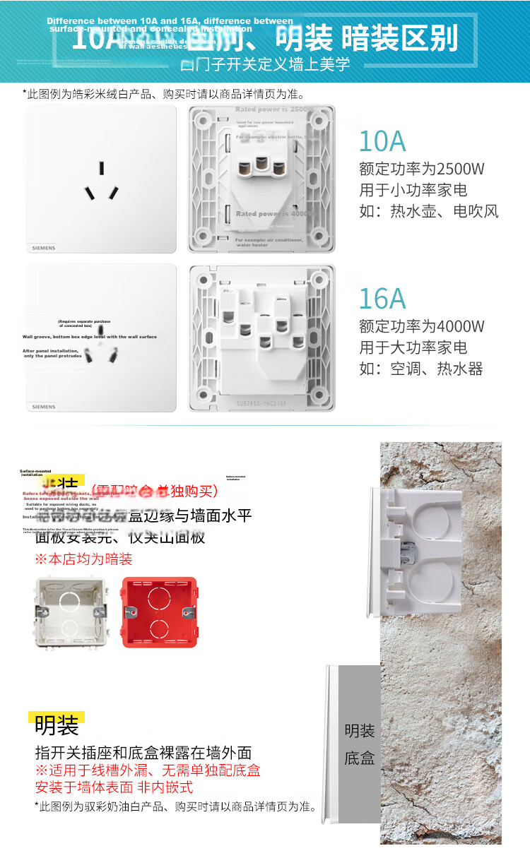 SIEMENS 4-Gang Double Control Switch Slim Flush-Mounted Switch Yucai Starry Night Gray 5TA40433NC06 14