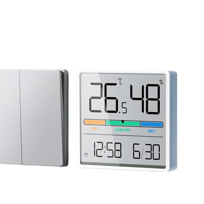 Mashi Temperature And Humidity Meter, High-Precision Color Screen Clock, Home Magnetic Wall-Mounted ABS Material Indoor Electronic Clock