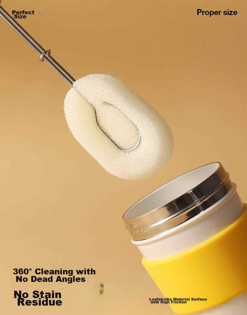 Chakolab Stainless Steel Loofah Brush for Kids Water Cups Quick Dry Mold Resistant Clean Hygienic Detachable 2