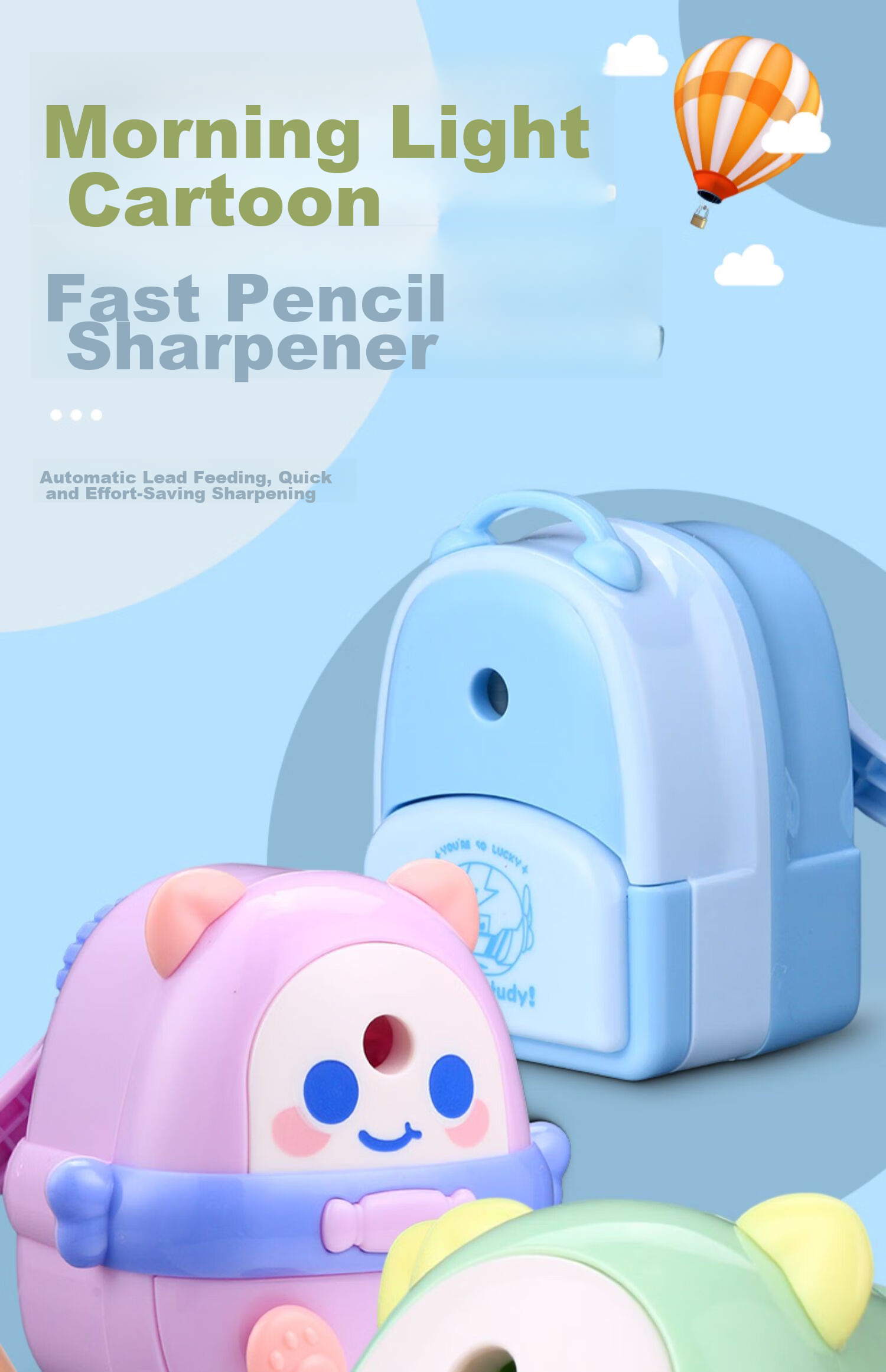 M&G Green Candy Doll Pencil Sharpener APS906P3B Manual Sharpener for Elementary Students Boys Kindergarten Pencil Sharpener 1
