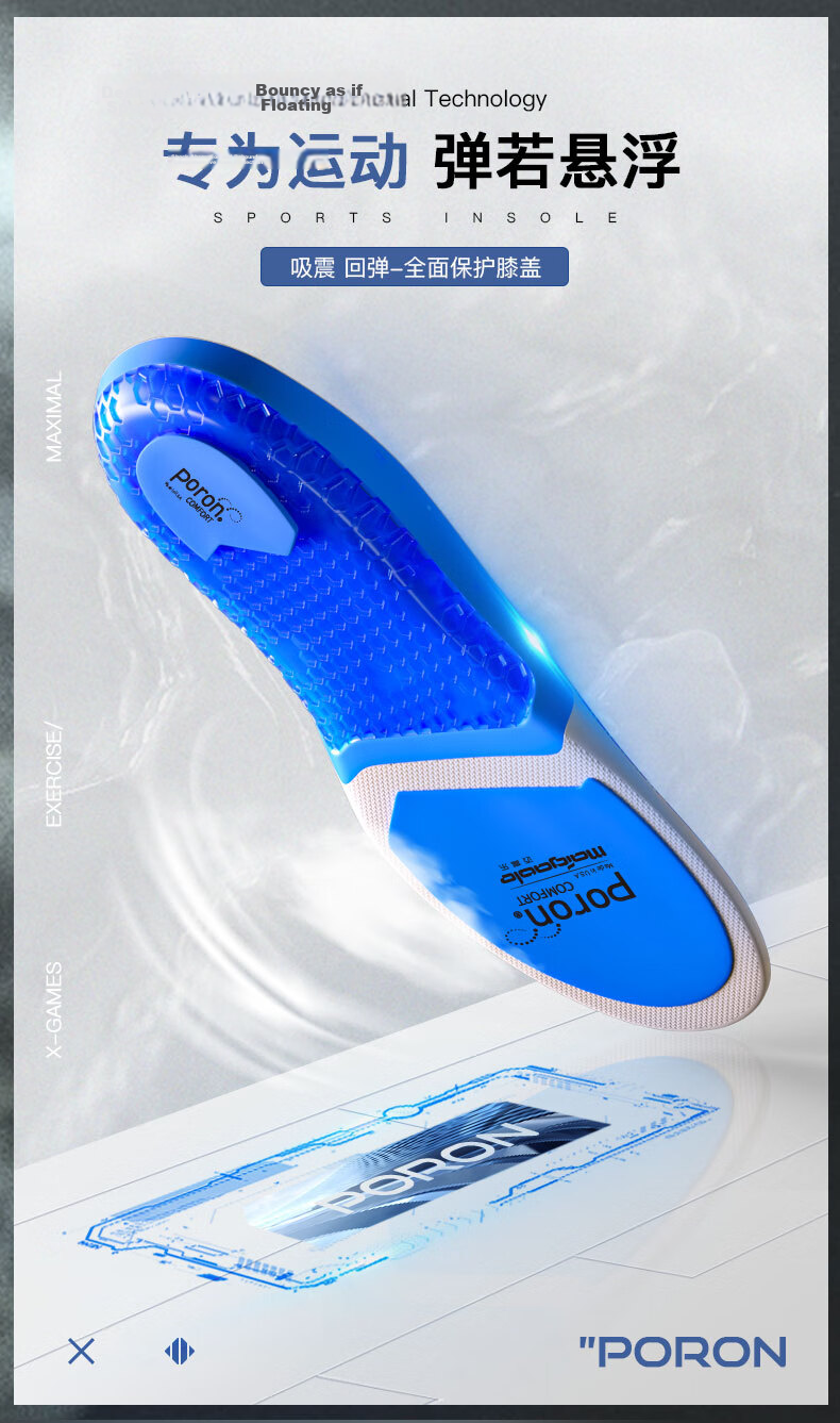 Maigaole Sports Insoles for Men, Thickened Shock-Absorbing Elastic Basketball Shoes, High-Elasticity Soft Running Shock-Absorbing Poron Antibacterial, Red 41-42 1