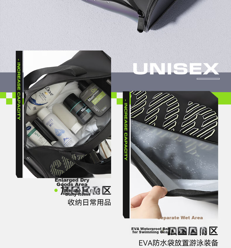 361° Swimming Bag Wet and Dry Separation Storage Bag Fitness Travel Bag Unisex Sports Training Toiletry Waterproof Bag 6