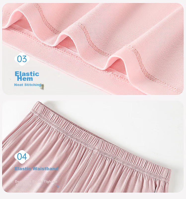 Ice Snow Kapok Girls' Pajamas Summer Modal Ice Silk Homewear Set Youth Children's Short Sleeve Shorts Two-Piece Set 17