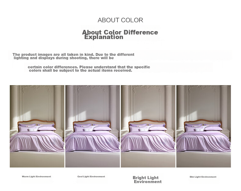 Fuanna 60S Long-Staple Cotton 4-Piece Bedding Set 100% Cotton Sheet and Duvet Cover Single/Double Bed 203×229cm 11