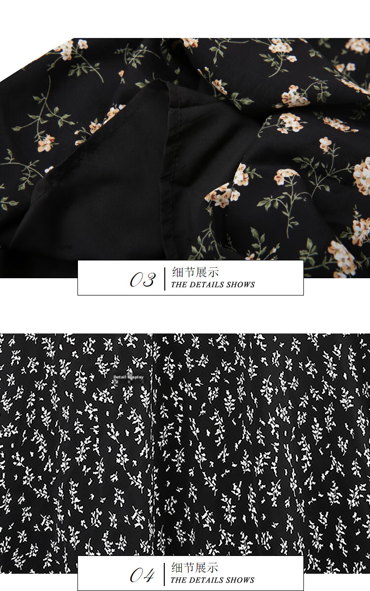 Awakening Paradise 2026 Summer New Slimming A-Line Mid-Length Skirt White Base Black Floral One Size 36