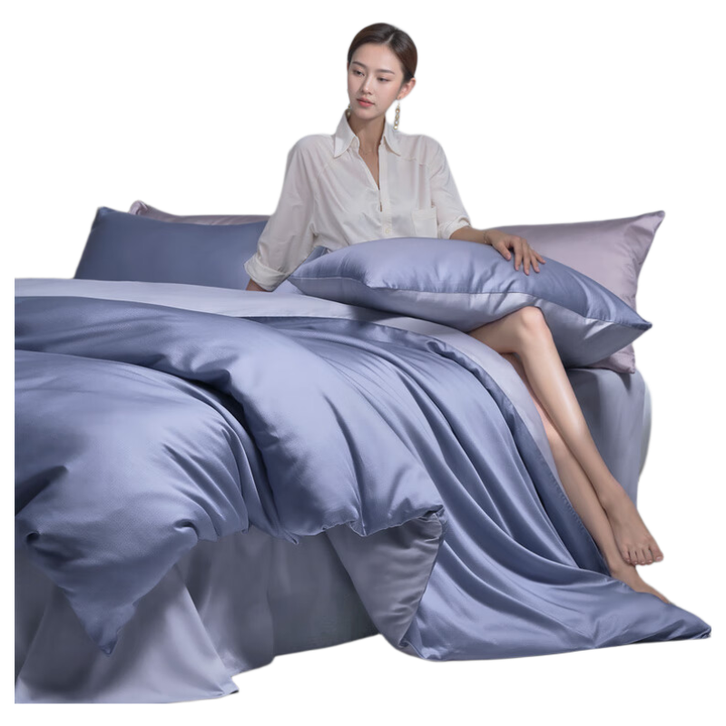 FUANNA Pure Cotton Four-Piece Set 60-Count Long-Staple Cotton Sateen Bedding Set Single/Double All-Cotton Sheet and Duvet Cover 203*229cm