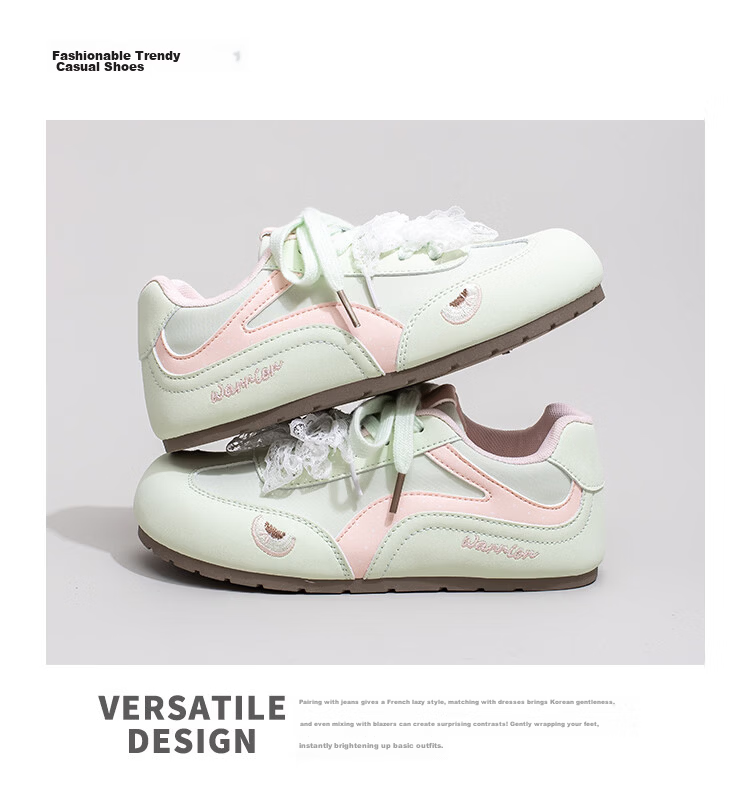 Warrior Women's Training Shoes New Season Sweet Ballet Style Casual Soft Sole Sneakers Light Green/Pink Mesh Model A Size 39 2