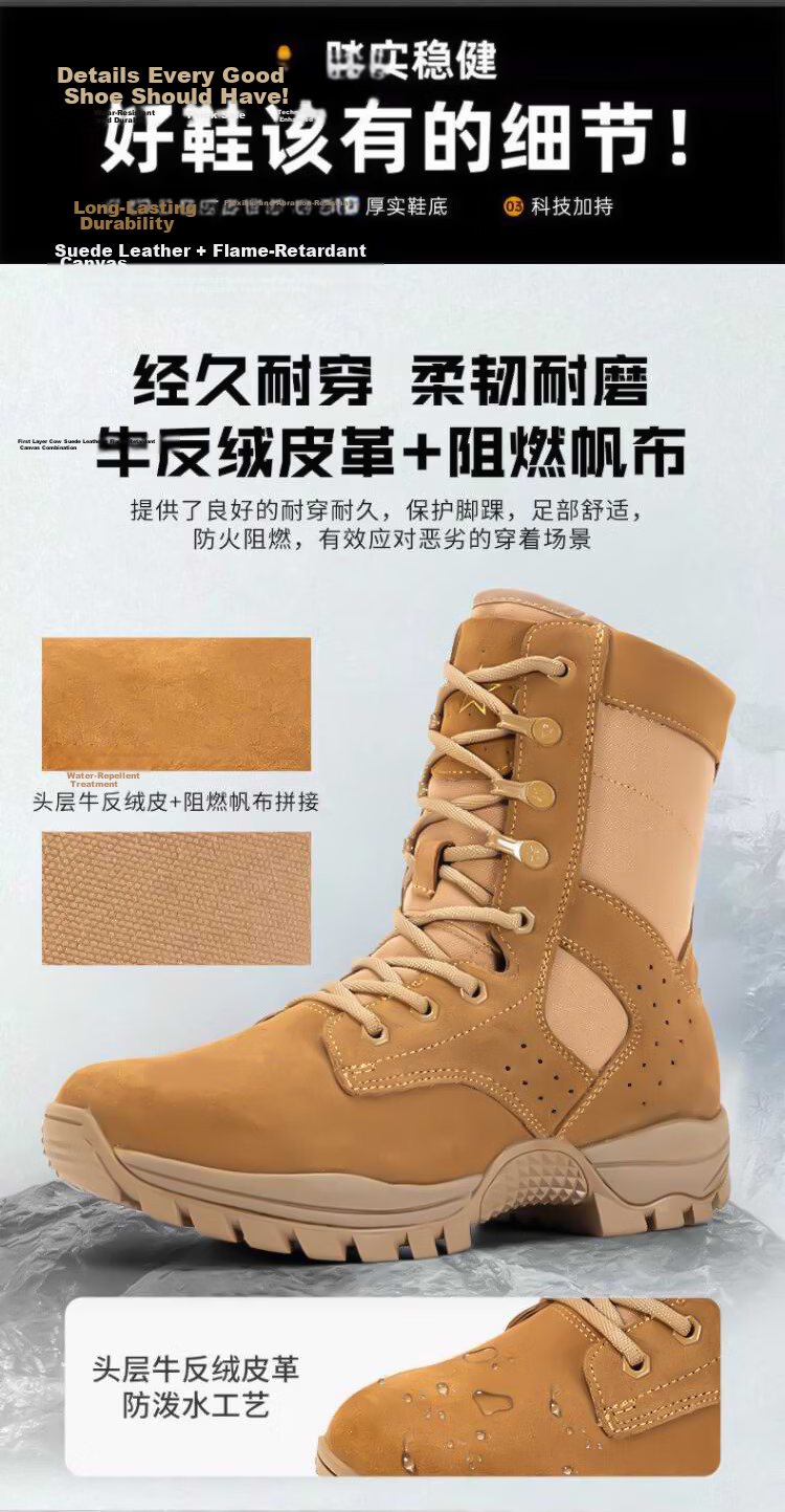 Jihua 3535 New Style Brown 2L Combat Boots Carbon Plate Ultra-Light High-Top Genuine Leather Waterproof Breathable Durable Tactical Hiking Shoes Size 42 (260) 7