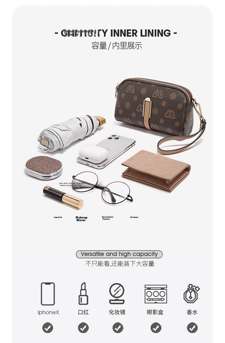 FOXER Women's Handbag, Large Capacity Shoulder Bag, Crossbody Bag, Phone Pouch, Small Purse, Light Luxury Valentine's Day Gift 9