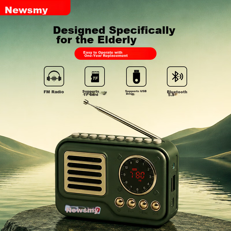 Newsmy L81 Portable Mini Rechargeable FM Radio Bluetooth Speaker for Elderly Music Player