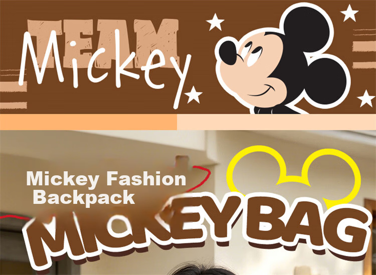 Disney Mickey Print Lightweight Canvas Backpack for Women Girls Birthday Gift 2