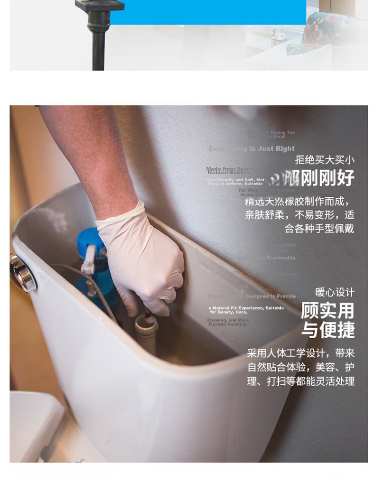 AMMEX Disposable Premium Latex Gloves (Off-White) Powder-Free Large (CE Certified SGS) 100pcs/Box XLFRT46100 4