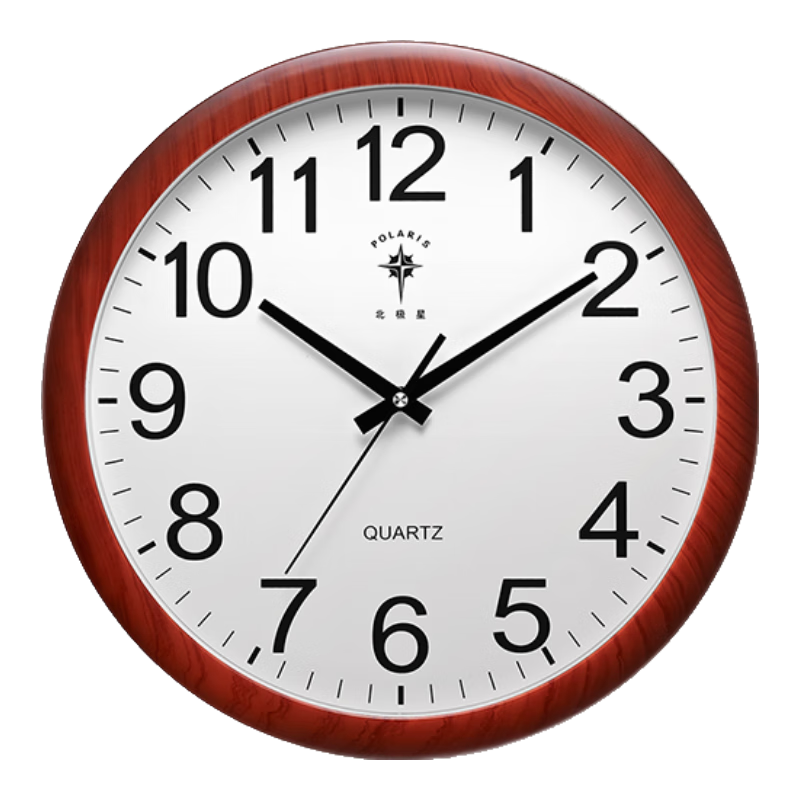 POLARIS Wall Clock for Living Room, Smart Wooden Grain Radio-Controlled Clock with Automatic Time Synchronization, 38cm, New Year Refreshing Desig
