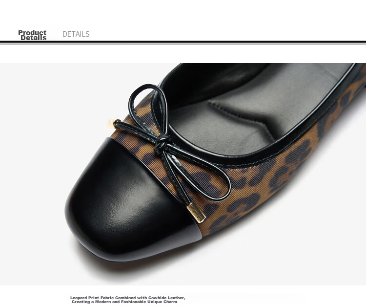 Le Saunda 2026 Spring New Fashion Bowknot Commuting Square Toe Flats Women 7M16208 Forest Leopard Brown LEF39 6
