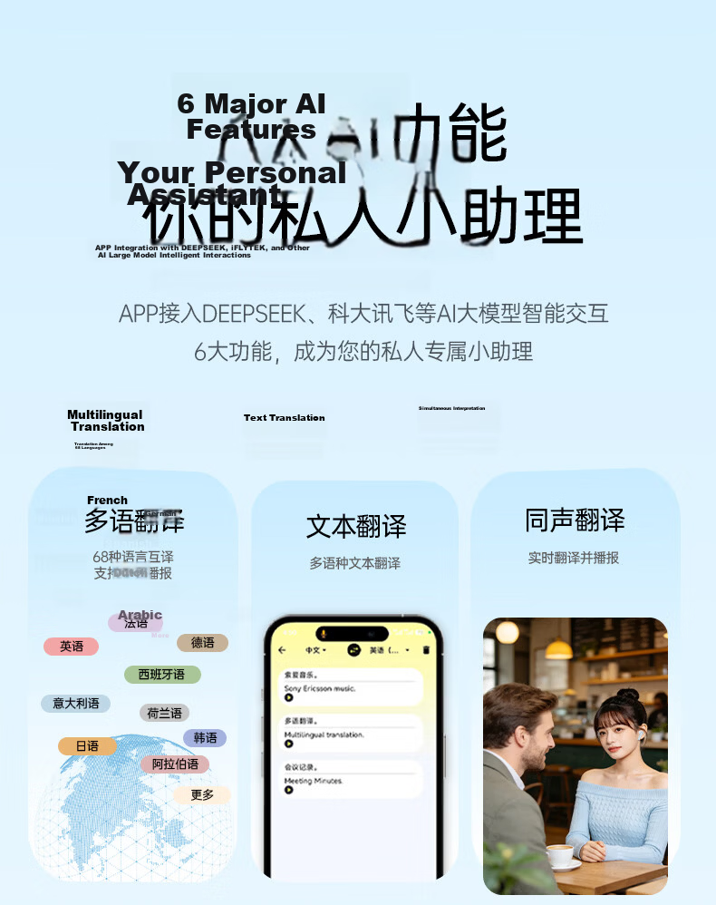 Soaiy MT5 Semi In-Ear True Wireless Bluetooth Earphones 2026 New Model Premium Sound Quality Long Battery Life AI Translation Noise-Cancelling Call Compatible with Apple Huawei Xiaomi Birthday Gift Si 13