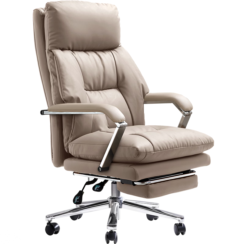 Guquan Ergonomic Office Chair, Genuine Leather Executive Chair with Reclining Function, Comfortable for Long Sitting, C570 Gold Coffee Leather