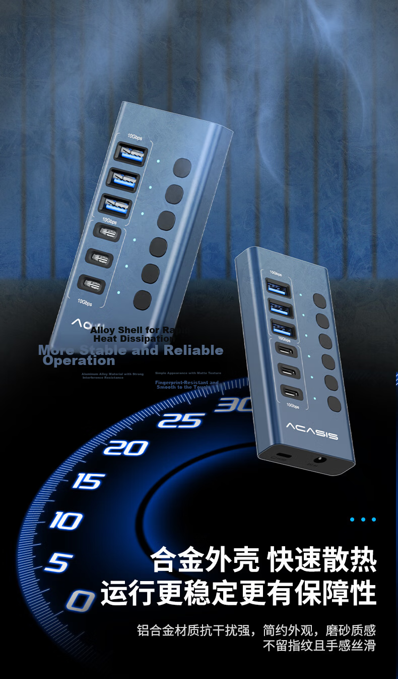 Acasis USB 3.2 Type-C 6-Port Hub Dock with Independent Switches, Multi-Control Expander for Apple MacBook HB06Pro 10