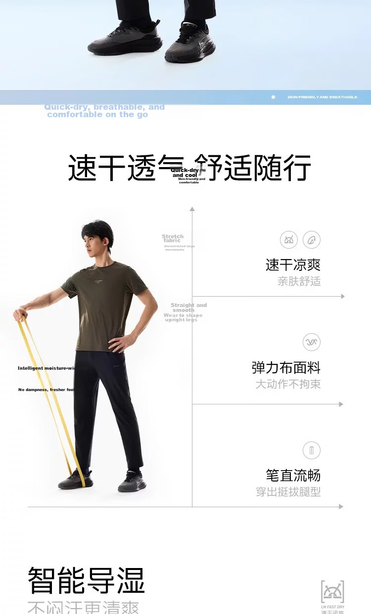 LI-NING Men's Summer Quick-Dry Breathable Sports Pants Fashion Casual Comfortable Sweatpants Classic Versatile Trendy Athletic Pants 2