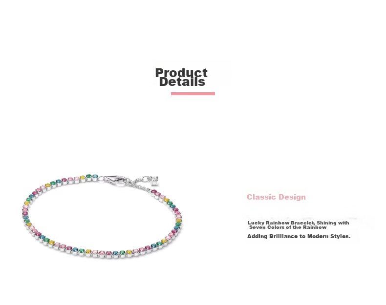 PANDORA [Lin Gaoyuan Edition] Lucky Rainbow Bracelet Colorful Sparkle Birthday Gift for Girlfriend 16CM 3