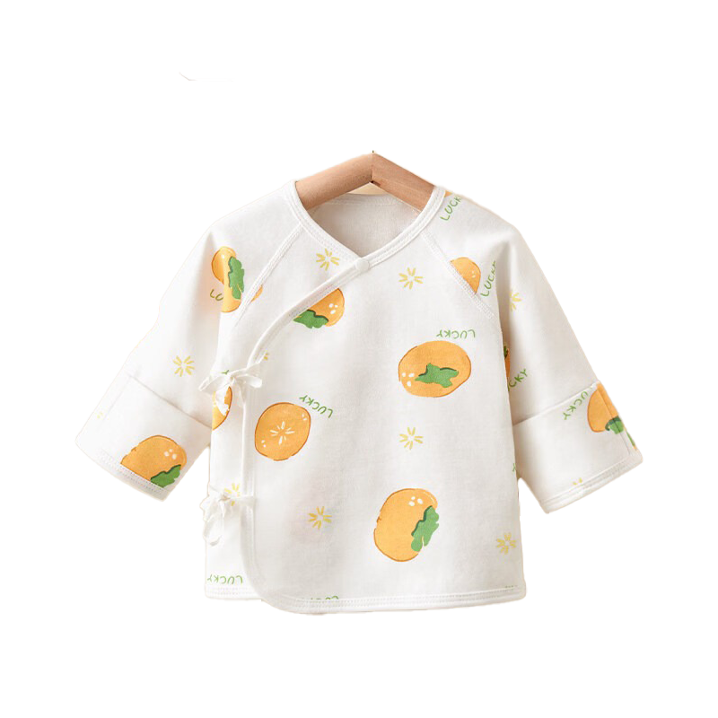 AIBEDILA Newborn Baby Half-Back Shirt, Pure Cotton Class A Top, Long-Sleeve Infant Clothing for 0-3 Months, Belly Protection Shirt, Size 59