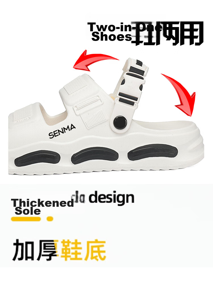 Senma Men's Summer Slippers Outdoor Anti-Slip Odor-Resistant Soft Sole Flip Flops Dual-Purpose Driving Sports Beach Sandals 6