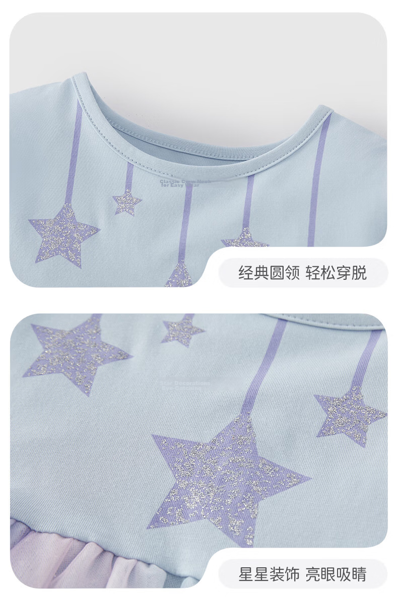 JELLYBABY Flutter Sleeve Fairy Dress Summer Girls Baby Patchwork Mesh Breathable Lightweight Skirt 36