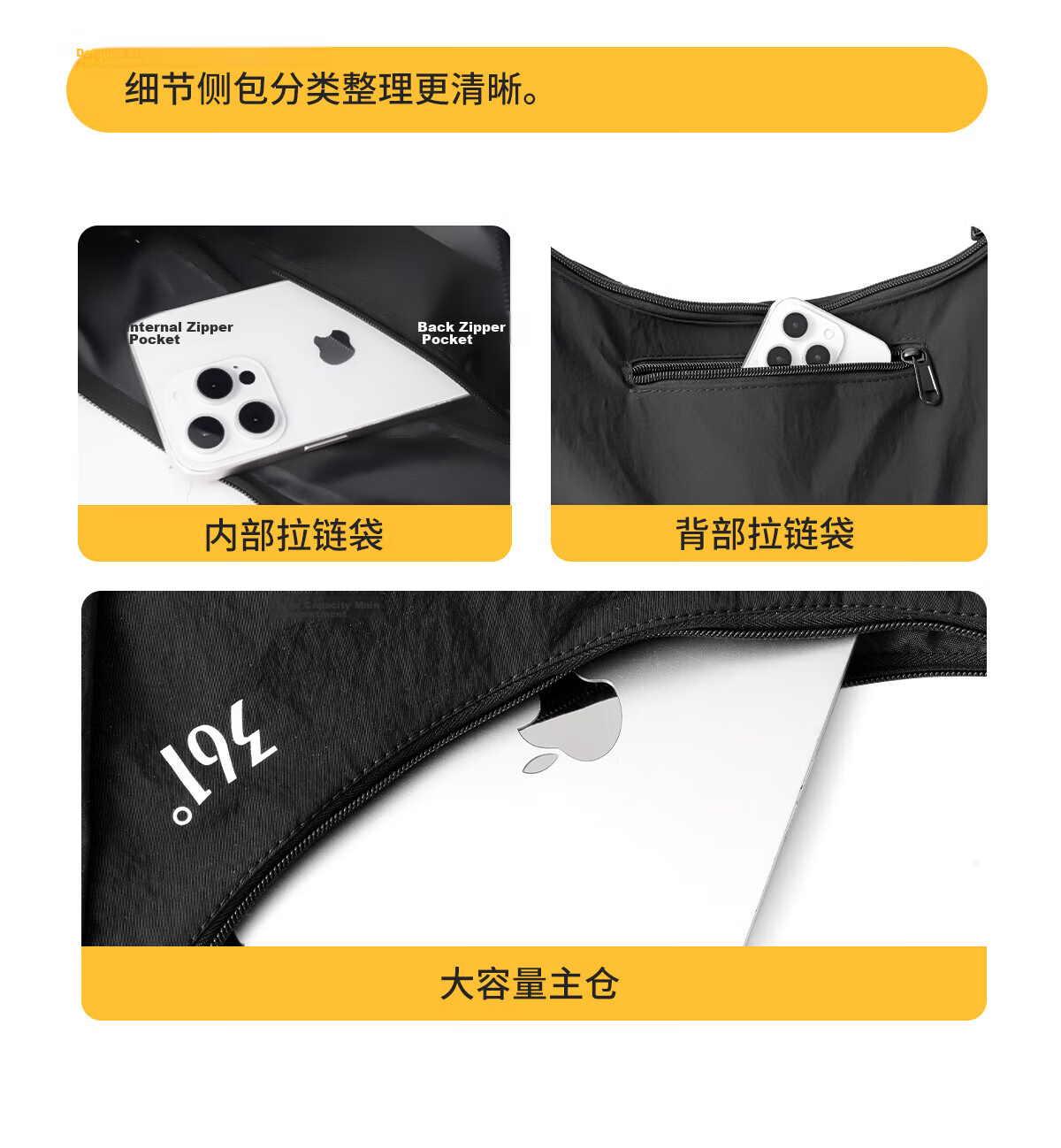361° Women's Large Capacity Crossbody Bag Korean Style Dumpling Bag Simple Ins High-Value Versatile Lightweight Durable Casual Shoulder Bag 7