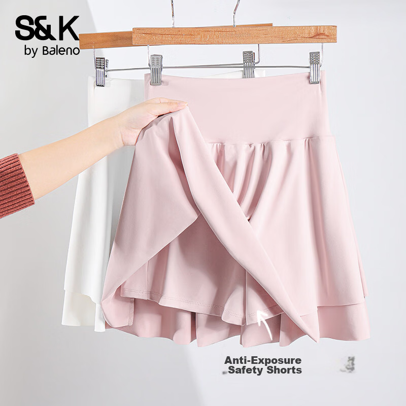 Baleno S&K Women's Sports Skirt 2026 Summer Cooling Breathable High-Waist Tennis Skirt Anti-Exposure Yoga Fitness Skirt K