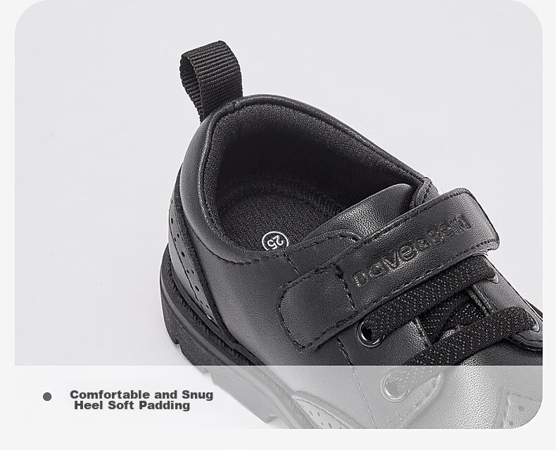 DAVE & BELLA Children's Academy Gentleman Style Leather Shoes Boys Autumn Non-slip Black Shoes for Older Kids 11