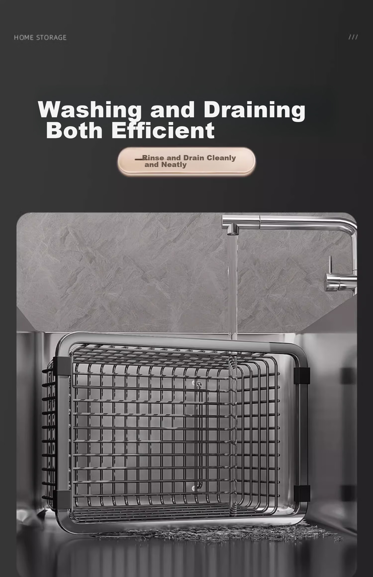 MUYA Stainless Steel Kitchen Sink Draining Rack Expandable Vegetable Strainer Basket 16