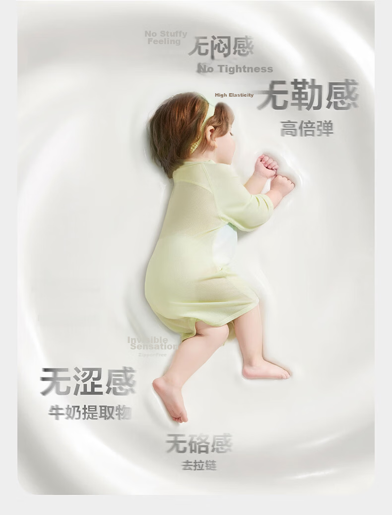 Babycare Baby Spring and Summer Sleep Dress with Soft Belly Protection, Leg-Separated Sleeping Bag, 3/4 Sleeve, Mint Seed Pattern, Size 110 (105-115cm) 5