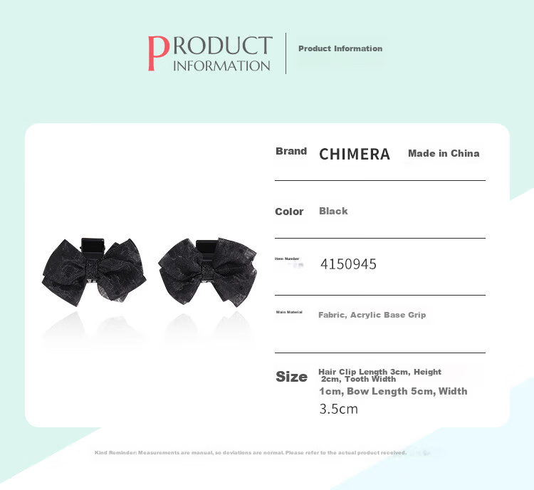 CHIMERA 2-Piece Bow Hair Claw Clips for Bangs and Side Hair, Princess Hair Clips for Women, Birthday Gift 3