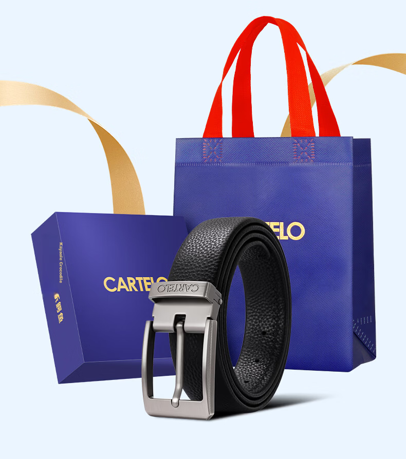 CARTELO Men's First Layer Cowhide Leather Pin Buckle Belt Business Casual Pants Belt 2026 New Model Gift for Boyfriend Husband Dad 3