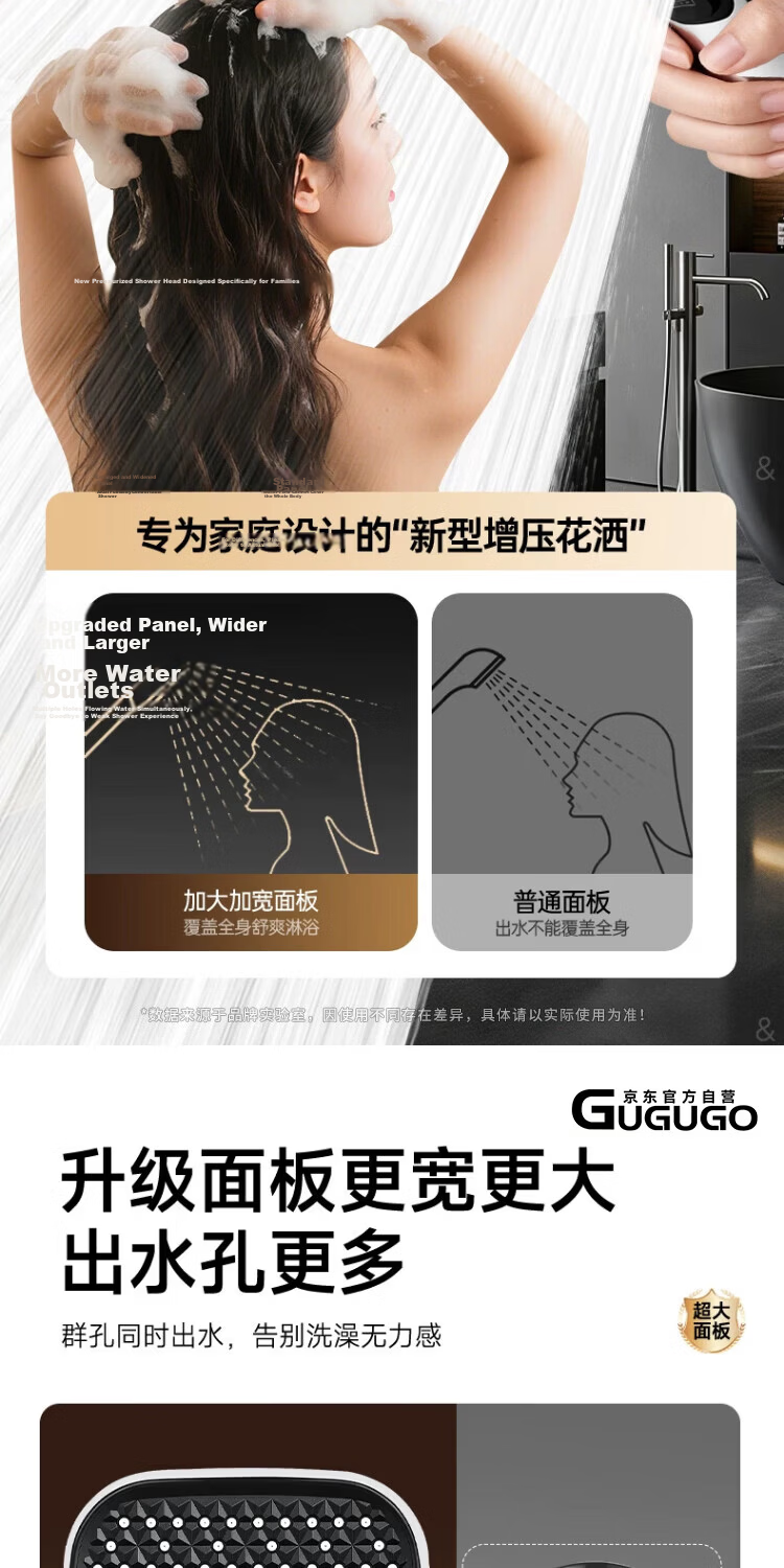 GuGuGo [Seiko] High-Pressure Shower Head Set with Hose, New Powerful Water Flow, Bathroom Heater Spray Head 10