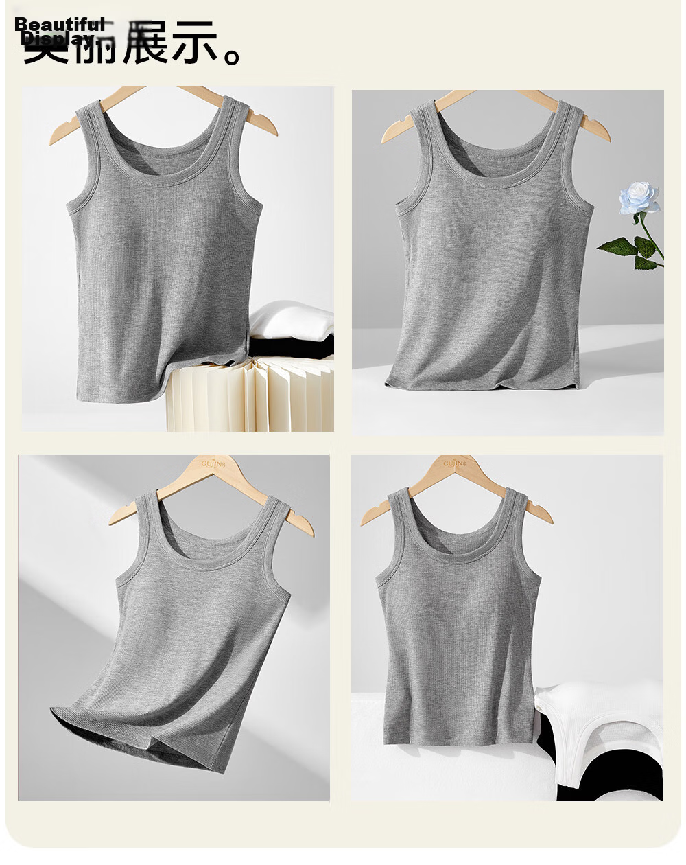 GUJIN Women's Padded Camisole Sports Bra Integrated Long Summer Outerwear Tank Top 16