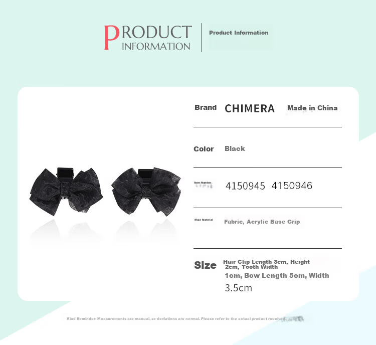 CHIMERA 2-Piece Bow Hair Claw Clips for Bangs and Side Hair, Princess Hair Clips for Women, Birthday Gift 2