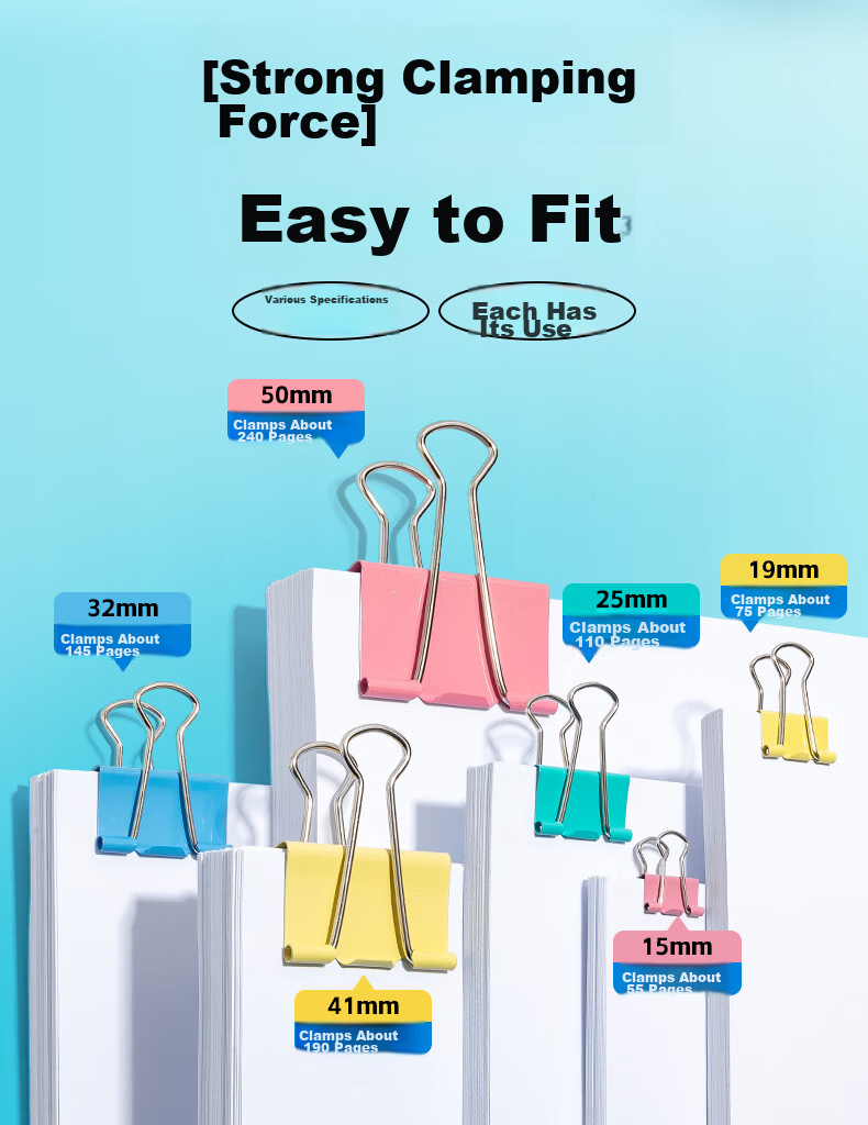 M&G Stationery 6# 15mm 48pcs Square Box Series Colorful Metal Paper Clips Economic Tail Clips Office Supplies ABS916PR 9