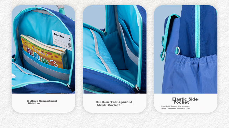 MoonRock Kids Backpack for Grades 1-3, Lightweight Ergonomic Waterproof School Bag, Light Purple 12