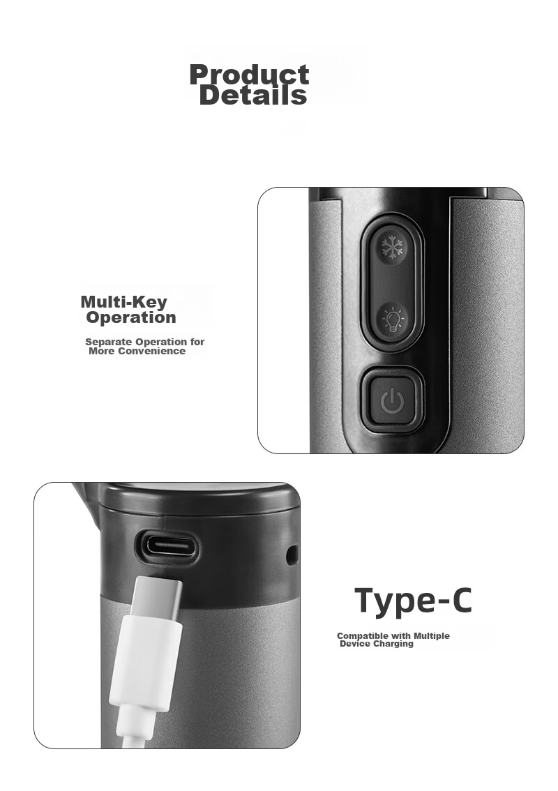 Laisee Handheld Mini USB High-Speed Energy-Saving Fan Portable Cooling Electric Fan 3000mAh Space Gray 15