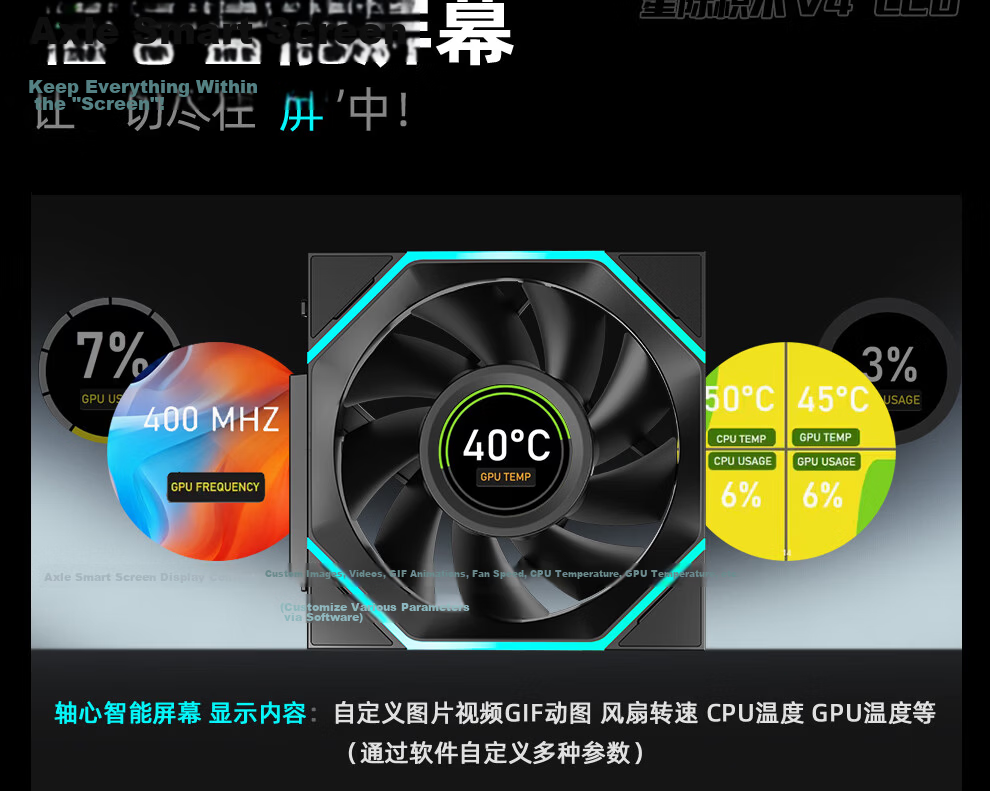 Jungle Leopard Interstellar Building Blocks V4 LCD [Black Reverse Leaf] Screen Display Fan with Connector 2