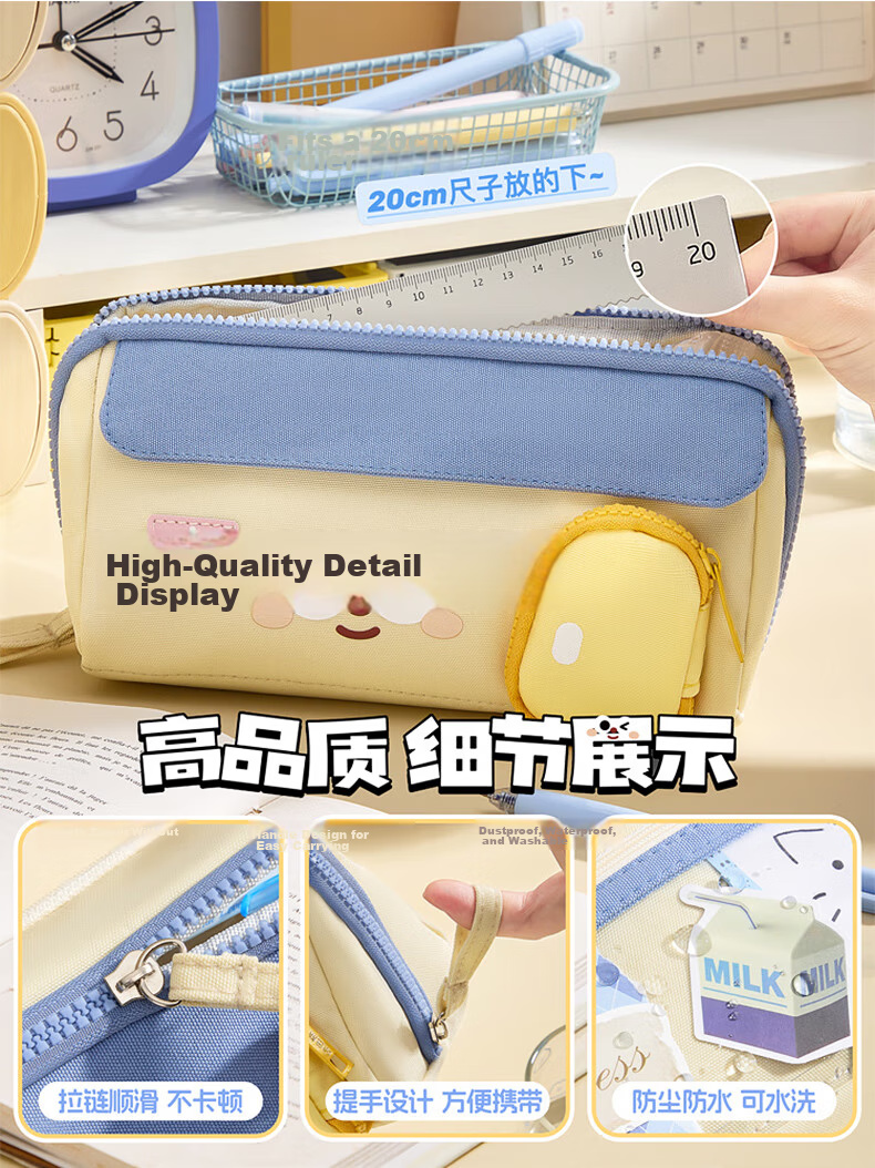 Kabaxiong 3D House Pencil Case Washable Canvas Large Capacity School Classroom Stationery Storage Cartoon Anime Green High Aesthetic 5