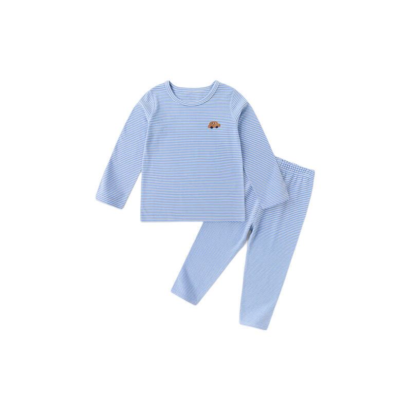 Dudu Baby Autumn Children's Homewear Set Autumn Winter Girls Boys Striped Comfortable Pajamas Blue 100