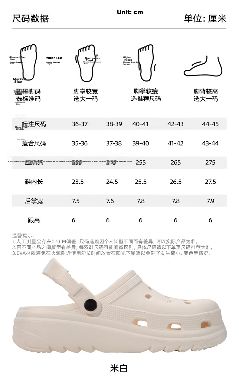Limi Unisex Ventilated Slip-On Sandals Non-Slip Outdoor Open-Toe Beach Shoes Off-White Size 36-37 10