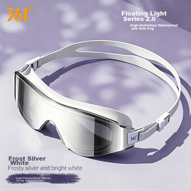 361° Floating Light Women's Swimming Goggles HD Waterproof Anti-Fog Electroplated Coating Swim Goggles Swim Cap Equipment Mid-Frame Women's Swimming Goggles