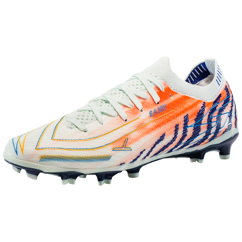 SAIBI Men's Soccer Shoes AG Long Studs Adult Youth Student Professional Training Competition Shoes 3649C Moon Blue Orange Size 35