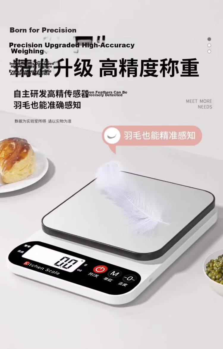 Royalstar Electronic Kitchen Scale Small Household Baking Gram Scale High Precision Stainless Steel Food Scale Accurate Battery Powered 6